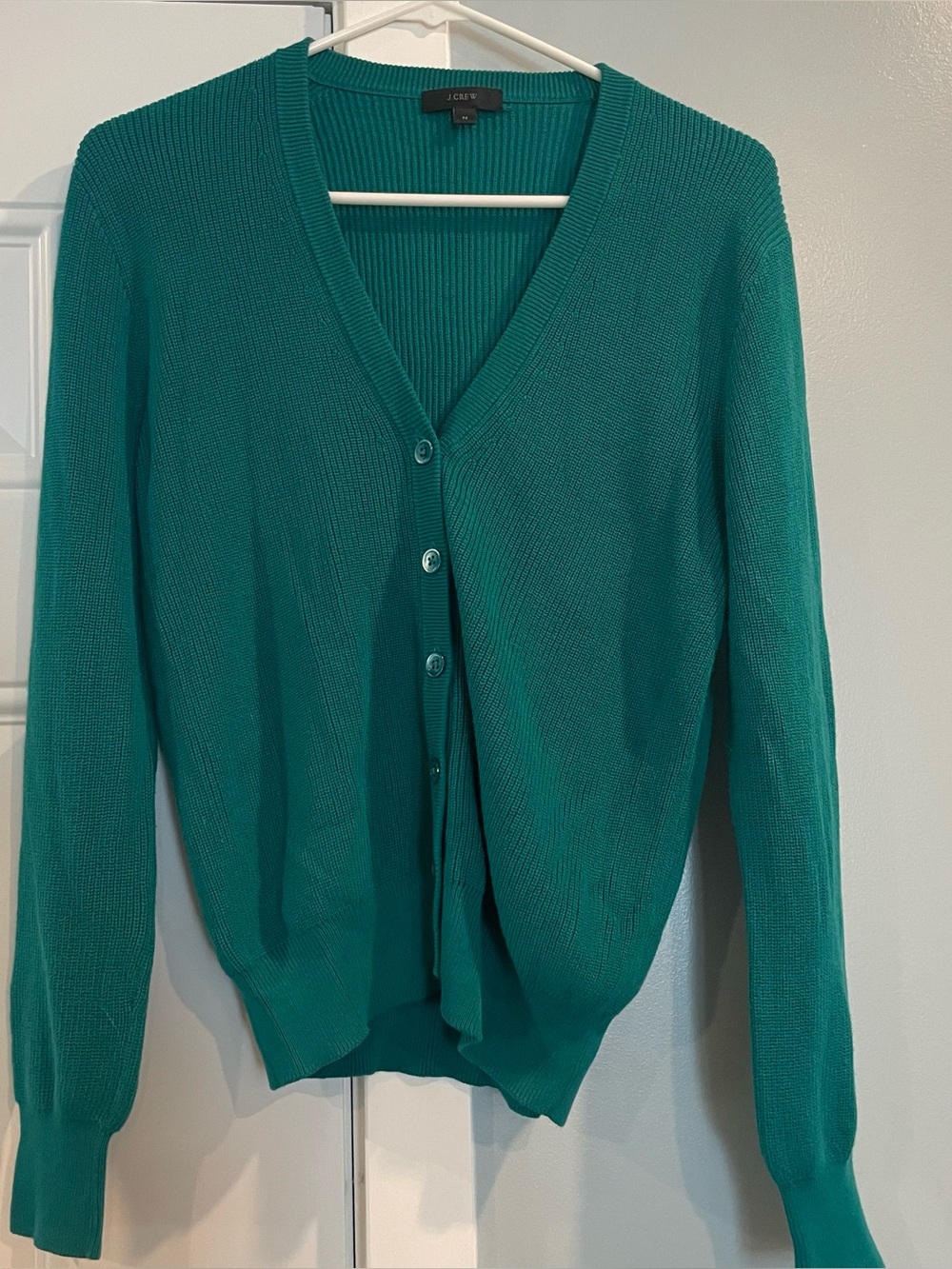 J. Crew Green Button up V-Neck Sweater